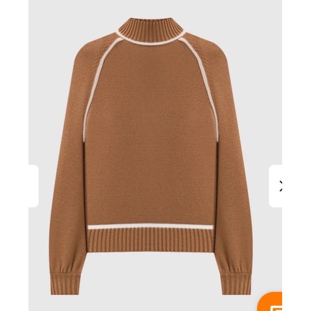 T Tahari Brown Mock Turtleneck Sweater Dry Clean XS